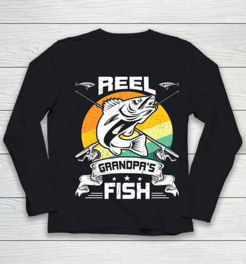 GrandFather Gift Shirt Reel Grandpa's Fish Funny Fly Fishing Gift T Shirt  Youth Long Sleeve