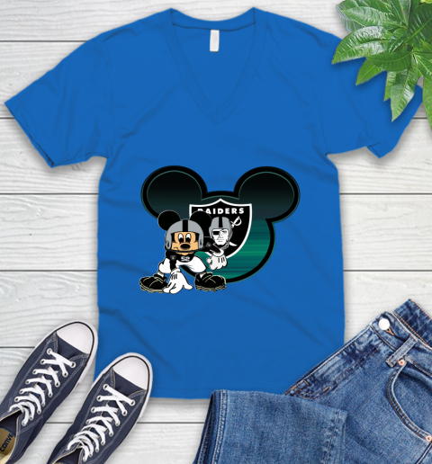 NFL Oakland Raiders Mickey Mouse Disney Football T Shirt V-Neck T-Shirt 6
