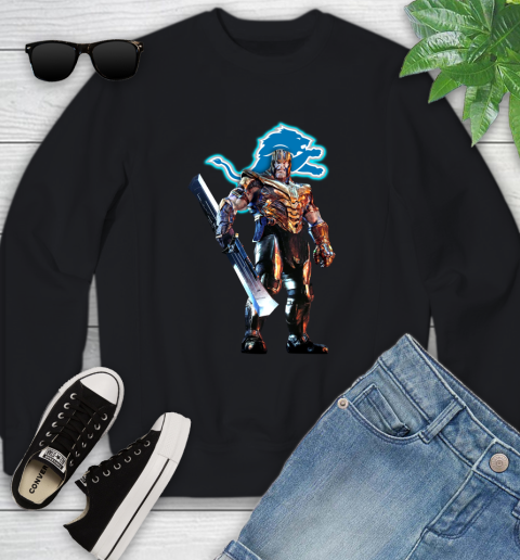 NFL Thanos Gauntlet Avengers Endgame Football Detroit Lions Youth Sweatshirt 2