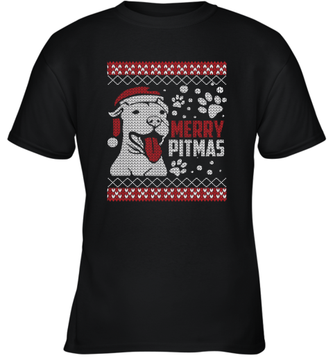 Merry Pitmas Pitbull Ugly Christmas Holiday Adult Crewneck Youth T-Shirt
