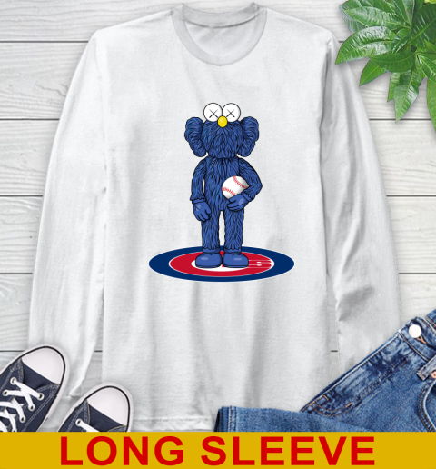 MLB Baseball Chicago Cubs Kaws Bff Blue Figure Shirt Long Sleeve T-Shirt