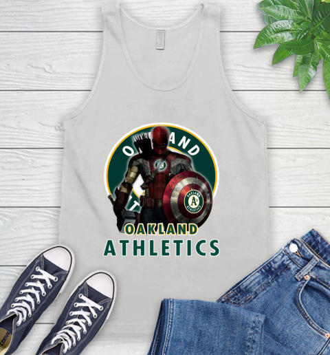 MLB Captain America Thor Spider Man Hawkeye Avengers Endgame Baseball Oakland Athletics Tank Top