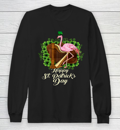 Irish Flamingo Green Saint Patrick Day Lucky St Pattys Long Sleeve T-Shirt