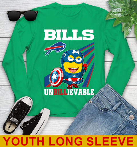 NFL Football Buffalo Bills Captain America Marvel Avengers Minion Shirt Youth Long Sleeve 7