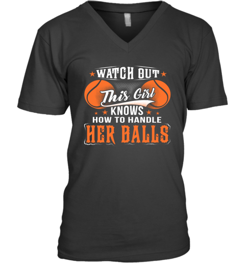 TENNIS Watch Out This Girl Knows How To Handle Her Balls V-Neck T-Shirt