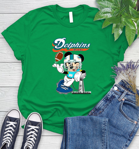 NFL Miami Dolphins Mickey Mouse Disney Super Bowl Football T Shirt Women's T-Shirt 6