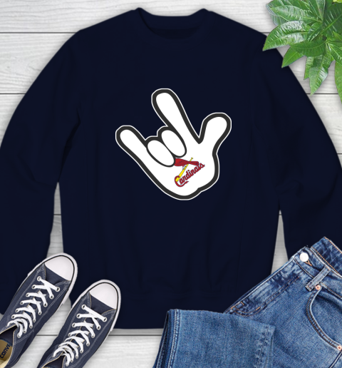 St.Louis Cardinals MLB Baseball Mickey Rock Hand Disney Sweatshirt 3