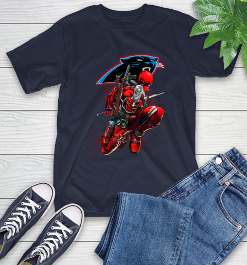NFL Deadpool Marvel Comics Sports Football Carolina Panthers T-Shirt 4