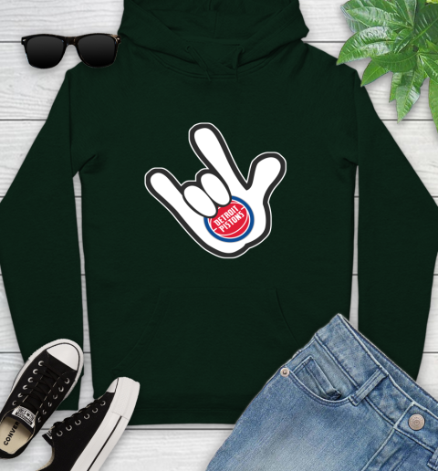 Detroit Pistons NBA Basketball Mickey Rock Hand Disney Youth Hoodie 13