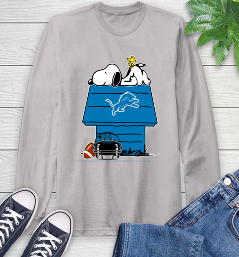 Detroit Lions NFL Football Snoopy Woodstock The Peanuts Movie Long Sleeve T-Shirt - Image 13