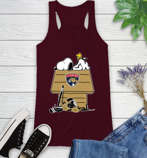 Florida Panthers NHL Hockey Snoopy Woodstock The Peanuts Movie Racerback Tank 3