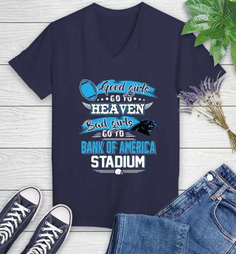 Carolina Panthers NFL Bad Girls Go To Bank Of America Stadium Shirt Women s V Neck T Shirt Tee For Sports