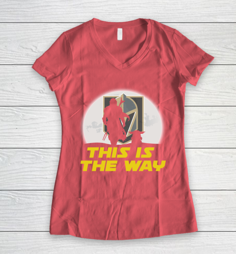 Vegas Golden Knights NHL Ice Hockey Star Wars Yoda And Mandalorian This Is The Way Women's V-Neck T-Shirt 4