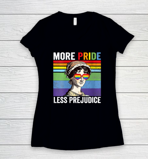 More Pride Less Prejudice Pride Month Funny Women's V-Neck T-Shirt