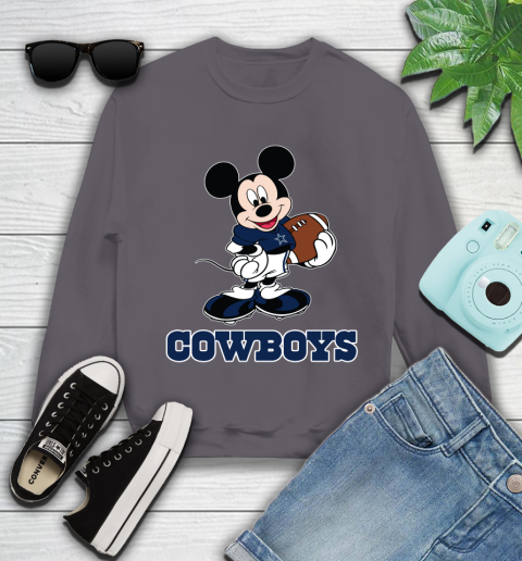 NFL Football Dallas Cowboys Cheerful Mickey Mouse Shirt Youth Sweatshirt 5