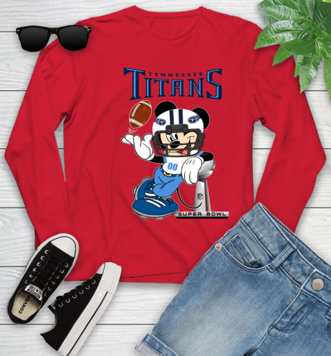 NFL Tennessee Titans Mickey Mouse Disney Super Bowl Football T Shirt Youth Long Sleeve 11