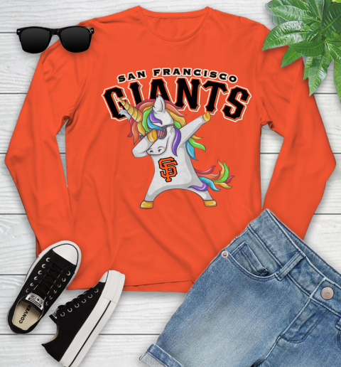 San Francisco Giants MLB Baseball Funny Unicorn Dabbing Sports Youth Long Sleeve 4