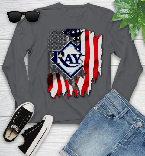 Tampa Bay Rays MLB Baseball American Flag Youth Long Sleeve 9