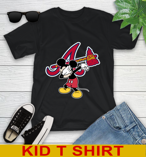 Atlanta Braves MLB Baseball Dabbing Mickey Disney Sports Youth T-Shirt 2