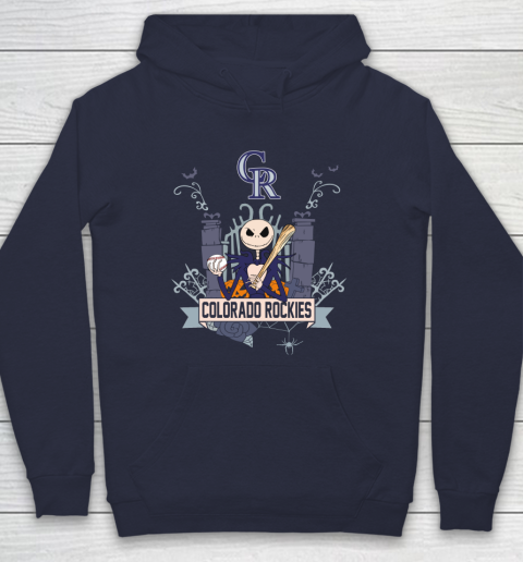 MLB Colorado Rockies Baseball Jack Skellington Halloween Hoodie 2