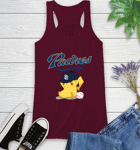 MLB Pikachu Baseball Sports San Diego Padres Racerback Tank 3