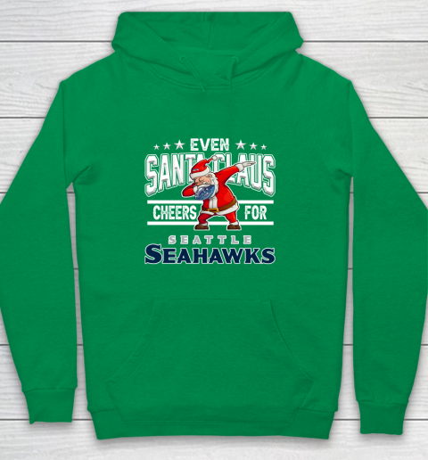 Seattle Seahawks Even Santa Claus Cheers For Christmas NFL Youth Hoodie - Image 5