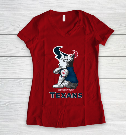 NFL Football My Cat Loves Houston Texans Women's V-Neck T-Shirt 9 NFL Football My Cat Loves Houston Texans Women's V-Neck T-Shirt - Image 9