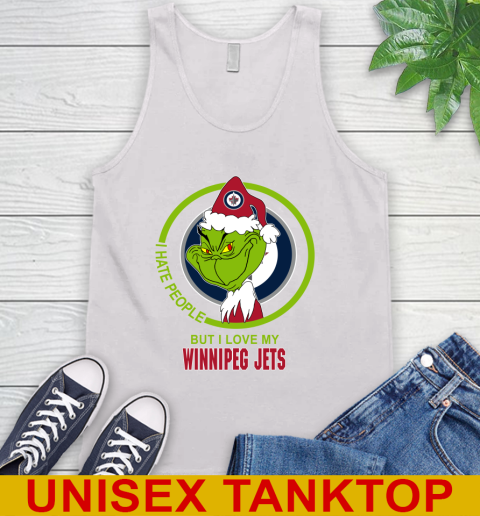 Winnipeg Jets NHL Christmas Grinch I Hate People But I Love My Favorite Hockey Team Tank Top