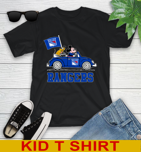 NHL Hockey New York Rangers Pluto Mickey Driving Disney Shirt Youth T-Shirt 2