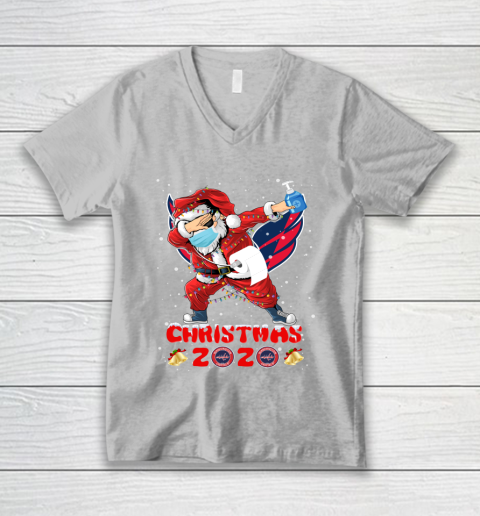 Washington Capitals Funny Santa Claus Dabbing Christmas 2020 NHL V-Neck T-Shirt 3