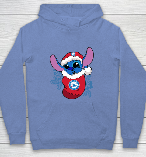 Philadelphia 76ers Christmas Stitch In The Sock Funny Disney NBA Youth Hoodie 10