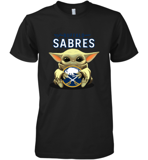 Baby Yoda Hugs The Buffalo Sabres Ice Hockey Premium Men's T-Shirt
