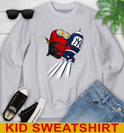 MLB Baseball New York Yankees Deadpool Minion Marvel Shirt Youth Sweatshirt 3