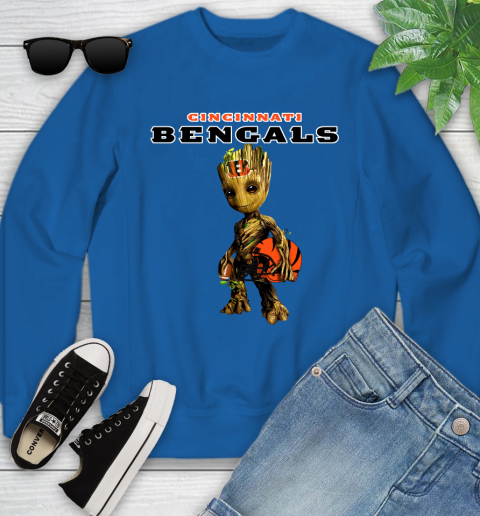Cincinnati Bengals NFL Football Groot Marvel Guardians Of The Galaxy Youth Sweatshirt 8