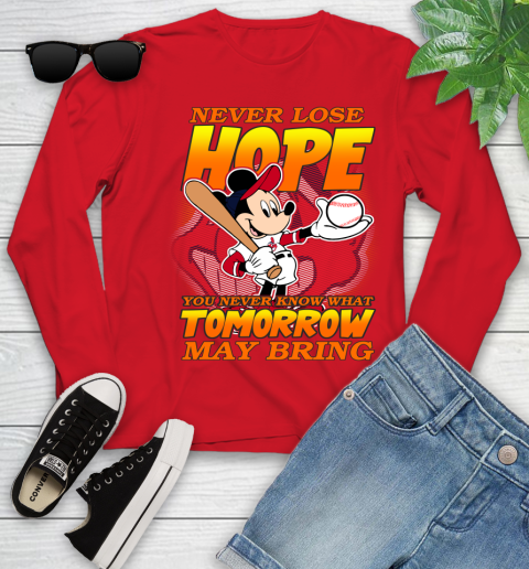 Cleveland Indians MLB Baseball Mickey Disney Never Lose Hope Youth Long Sleeve 11