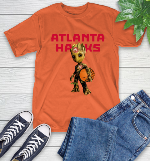 Atlanta Hawks NBA Basketball Groot Marvel Guardians Of The Galaxy T-Shirt 5