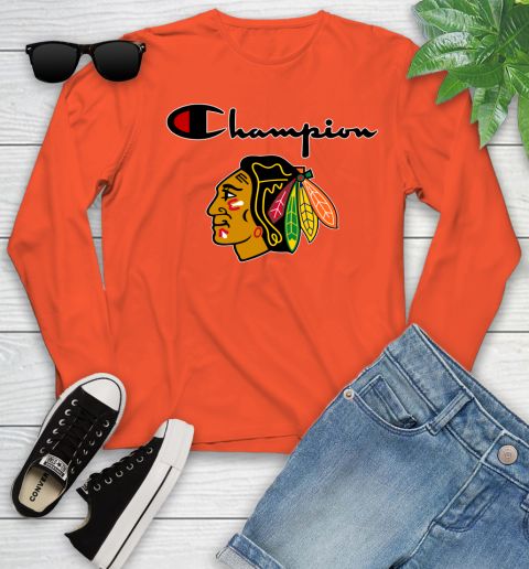 NHL Hockey Chicago Blackhawks Champion Shirt Youth Long Sleeve 2