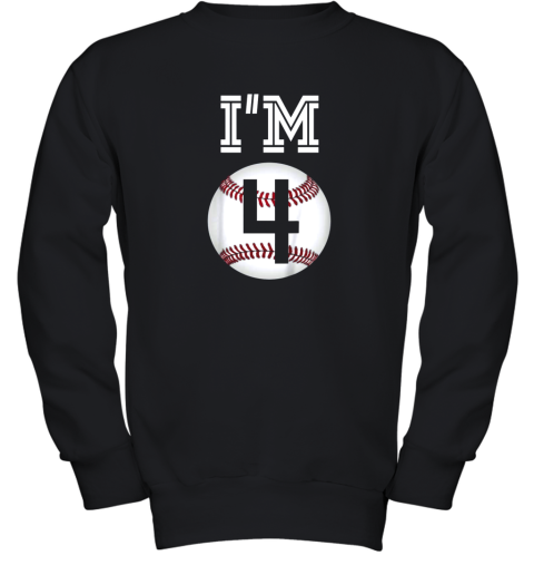 Kids Birthday Boy 4 Baseball 4th Party Gift Youth Sweatshirt