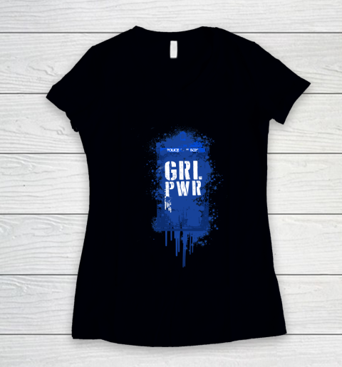 Doctor Who Shirt GRL PWR  Tardis Dr Who  Girl power Women's V-Neck T-Shirt