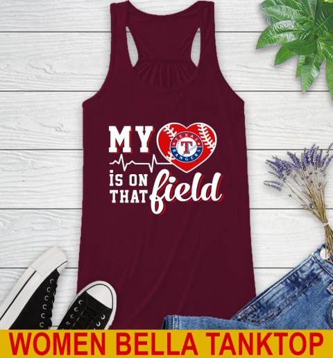 MLB My Heart Is On That Field Baseball Sports Texas Rangers Racerback Tank 2