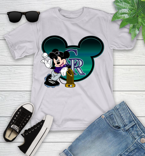 MLB Colorado Rockies The Commissioner's Trophy Mickey Mouse Disney Youth T-Shirt 4