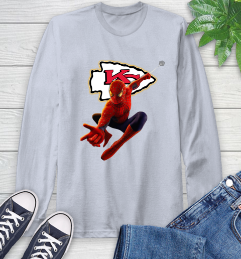 NFL Spider Man Avengers Endgame Football Kansas City Chiefs Long Sleeve T-Shirt 6