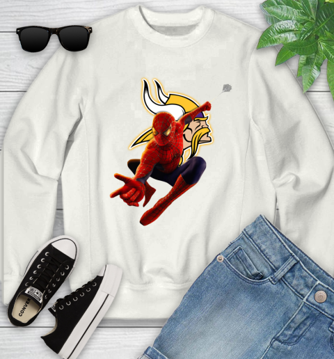 NFL Spider Man Avengers Endgame Football Minnesota Vikings Youth Sweatshirt
