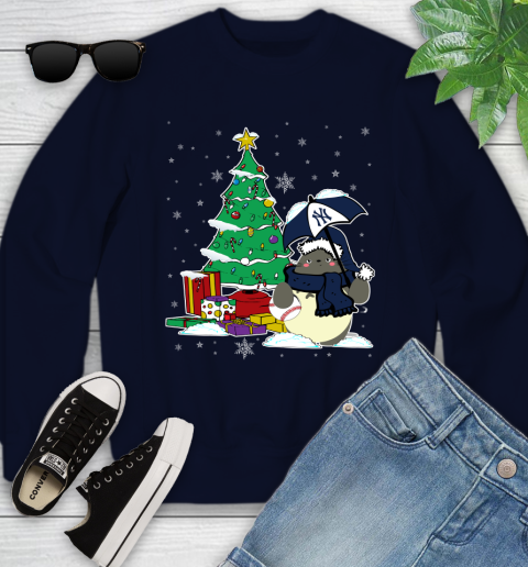 New York Yankees MLB Baseball Cute Tonari No Totoro Christmas Sports Youth Sweatshirt 2