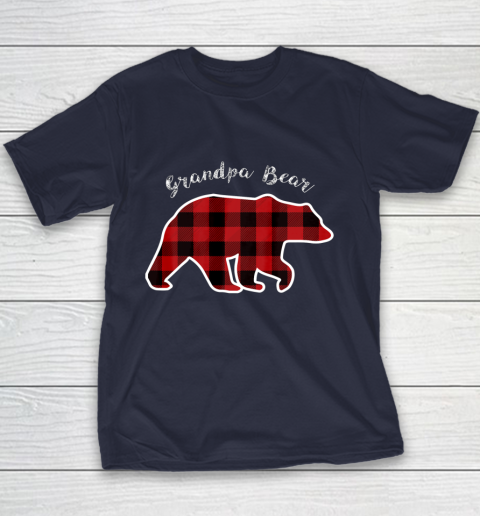 GRANDPA BEAR Men Red Plaid Christmas Pajama Family Gift Youth T-Shirt 2