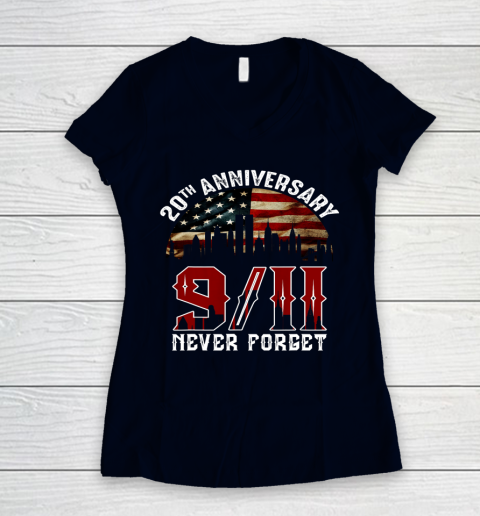 Never Forget 9 11 20th Anniversary Patriot Day 2021 Women's V-Neck T-Shirt 2