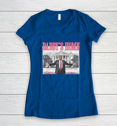 Funny Trump Pink Daddys Home Trump 2024 Women's V-Neck T-Shirt 5