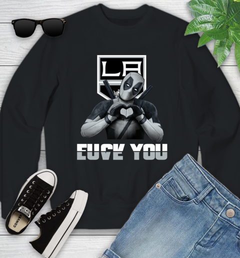 NHL Los Angeles Kings Deadpool Love You Fuck You Hockey Sports Youth Sweatshirt