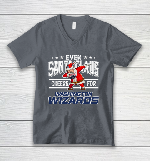 Washington Wizards Even Santa Claus Cheers For Christmas NBA V-Neck T-Shirt 4