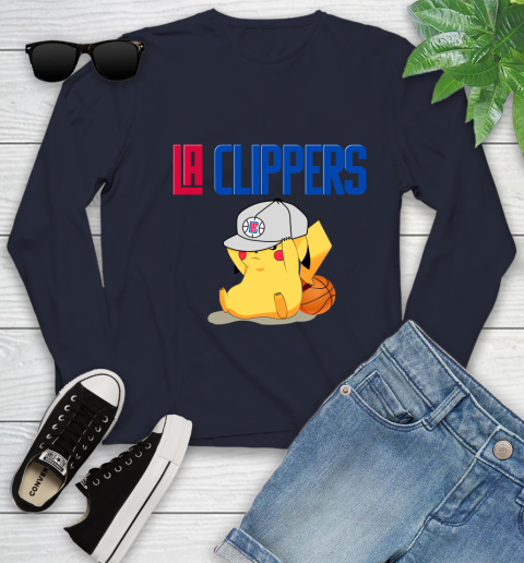 NBA Pikachu Basketball Sports Los Angeles Clippers Youth Long Sleeve 3